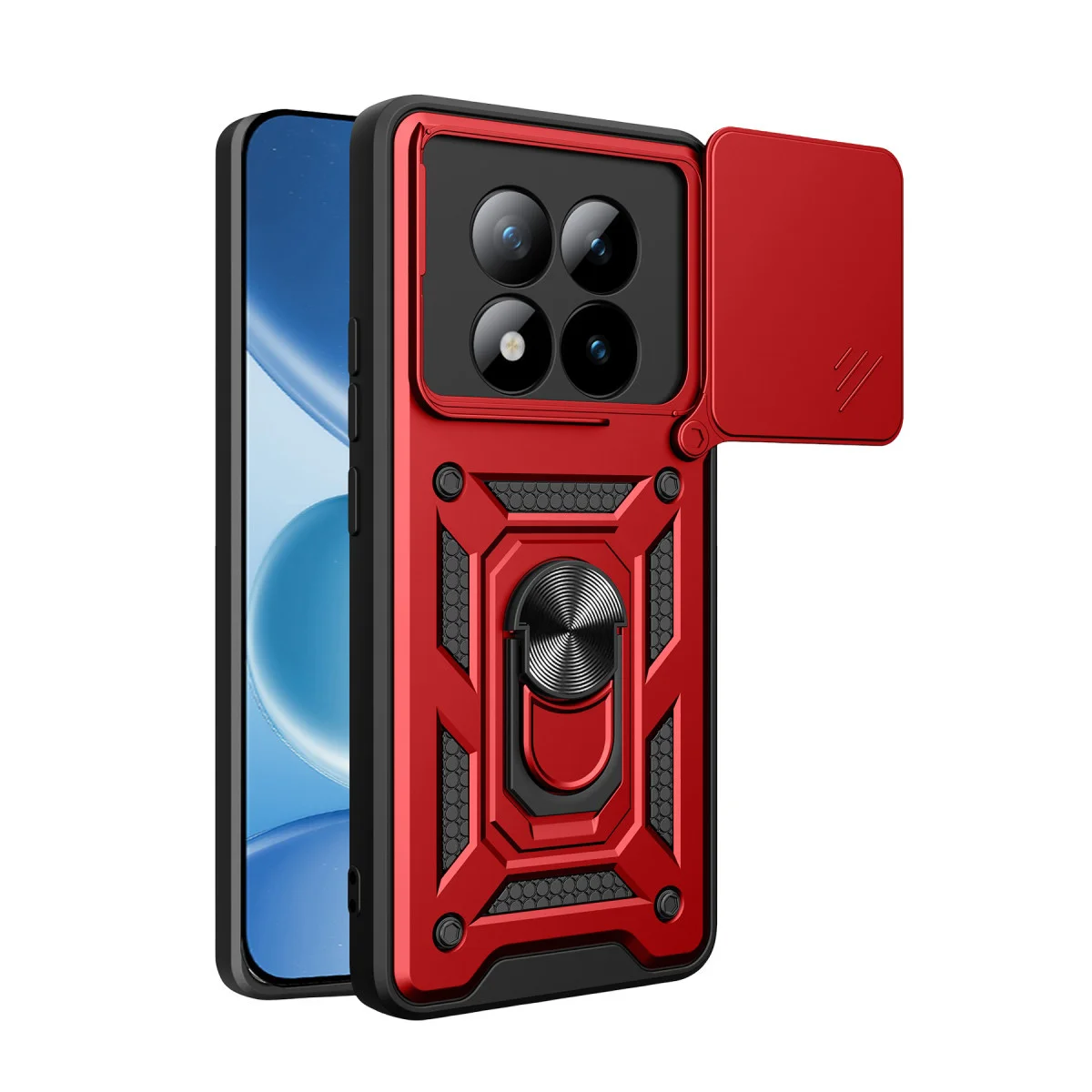 Redmi Note 15 Pro Plus 5G Pars Lens Yüzüklü Silikon - Kırmızı