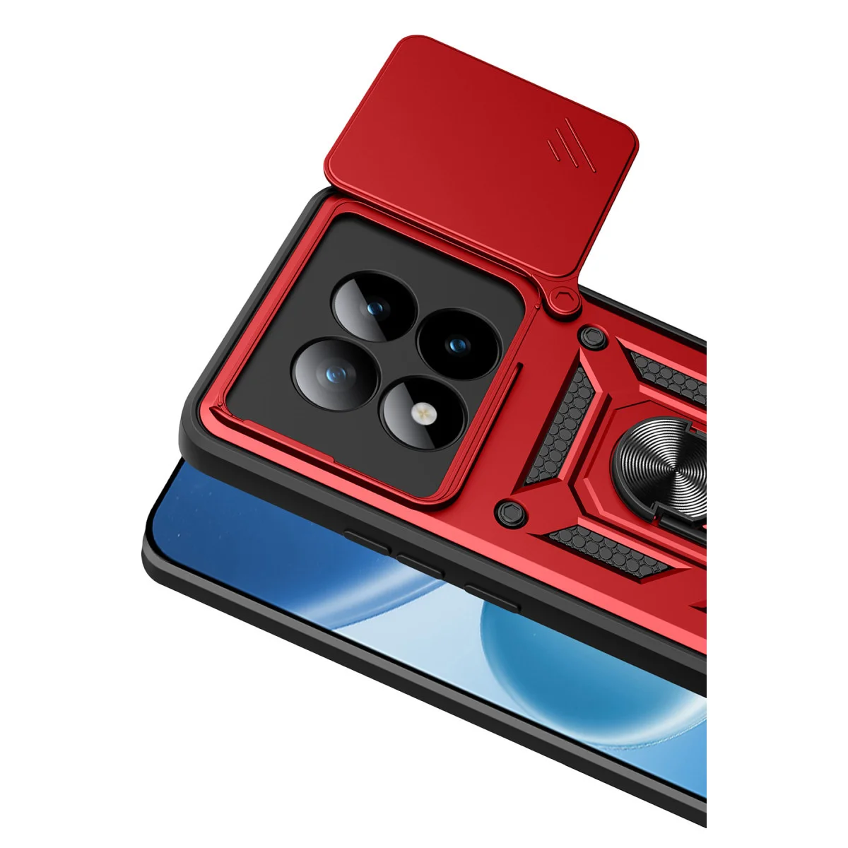 Redmi Note 15 Pro Plus 5G Pars Lens Yüzüklü Silikon - Kırmızı
