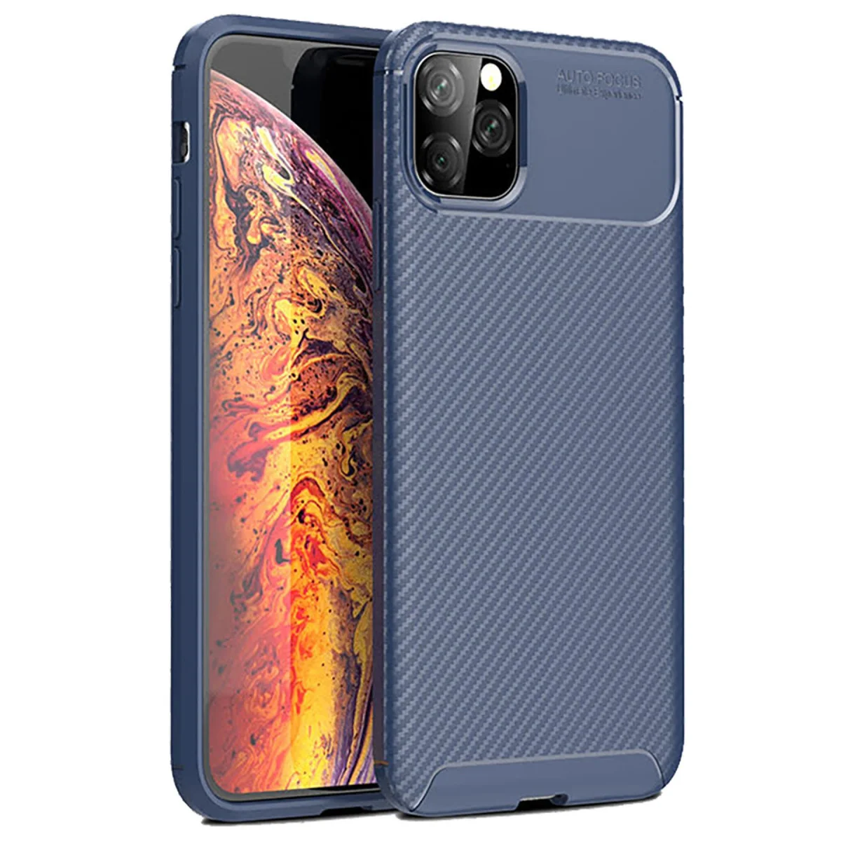 iPhone 11 Pro Kılıf Auto Focus Karbon Kapak - Lacivert