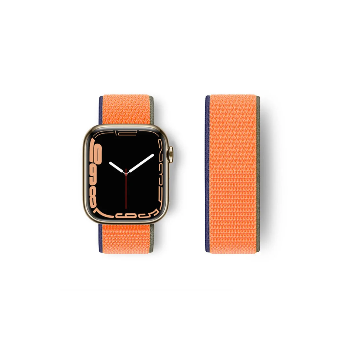 Watch 38mm Hasırlı Cırtcırtlı Kordon - Lacivert-Turuncu