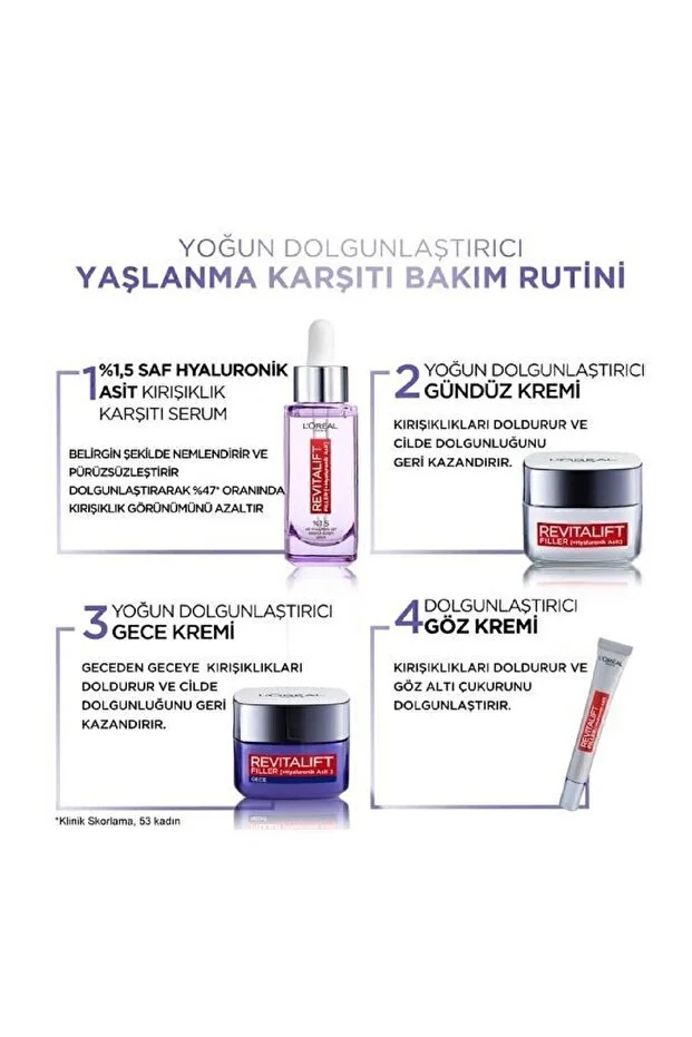 Yüz Bakim Kremi & Revitalift Filler Yoğun Dolgunlaştırıcı Yaşlanma Karşıtı & Hyaluronik Asit & Gece Kremi 50ML