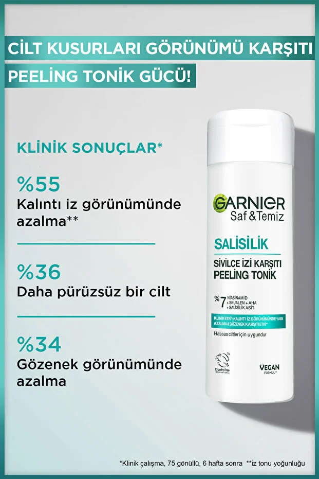 Salisilik Sivilce İzi Karşıtı Gözenek Sıkılaştırıcı Peeling Tonik