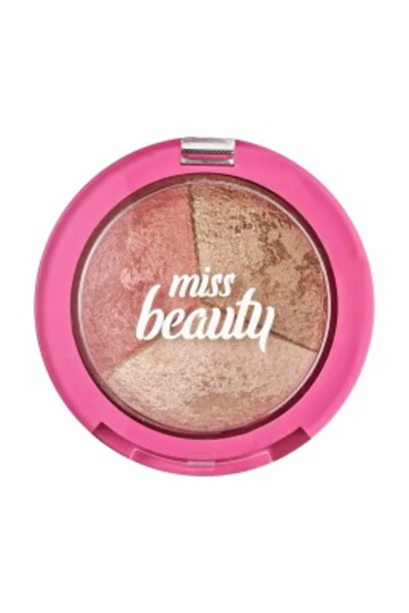 Miss Beauty Glow Baked Trio - 3'lü Allık, Bronzer ve Aydınlatıcı Paleti