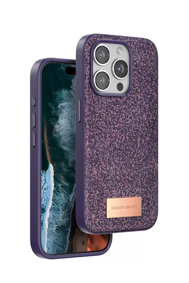 iPhone 14 Pro Max Bright Simli Kapak - Derin Mor