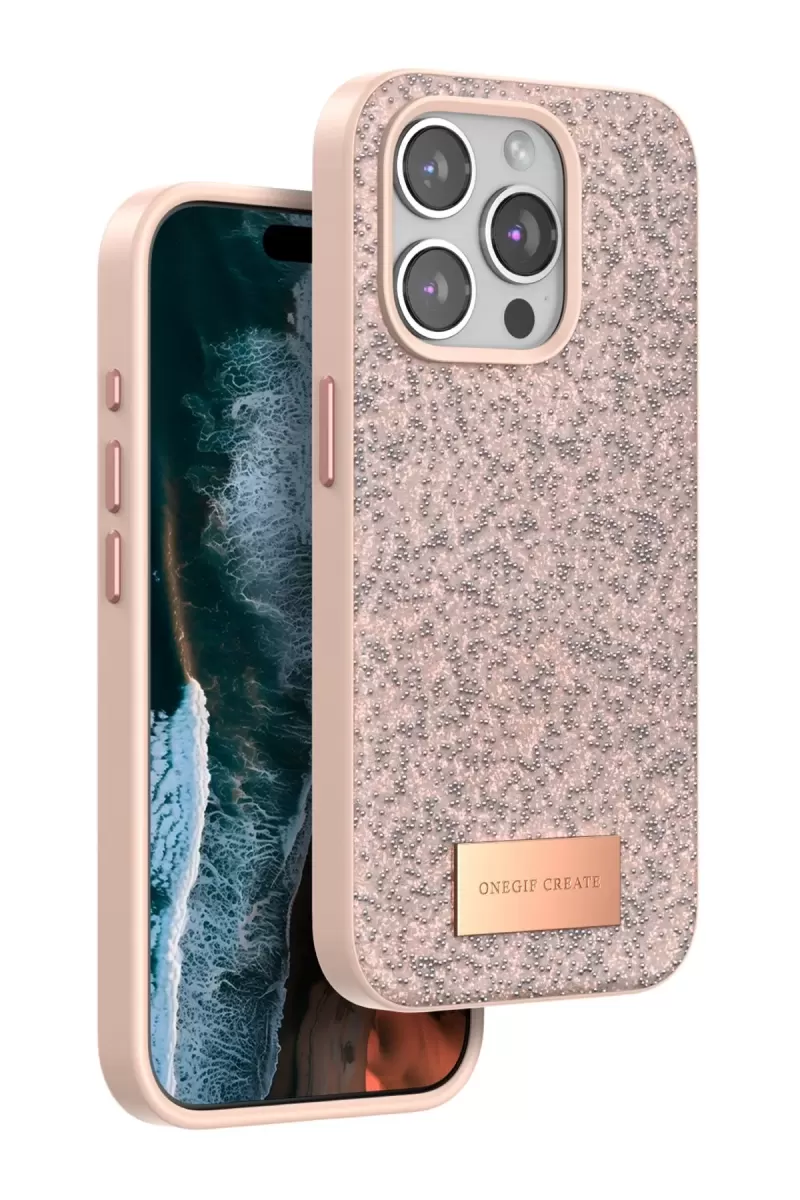 iPhone 15 Pro Max Bright Simli Kapak - Pembe