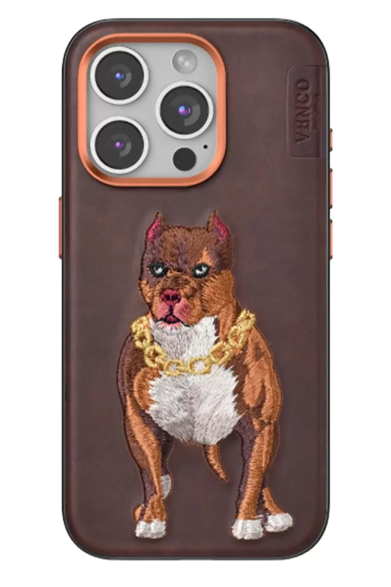 iPhone 15 Pro Perma Desenli Kapak - Kahverengi