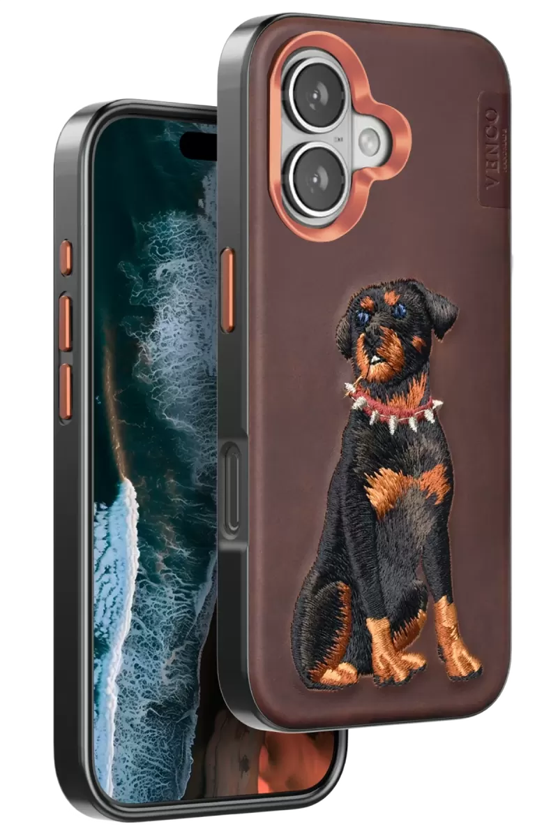iPhone 16 Perma Desenli Kapak - Koyu Kahve