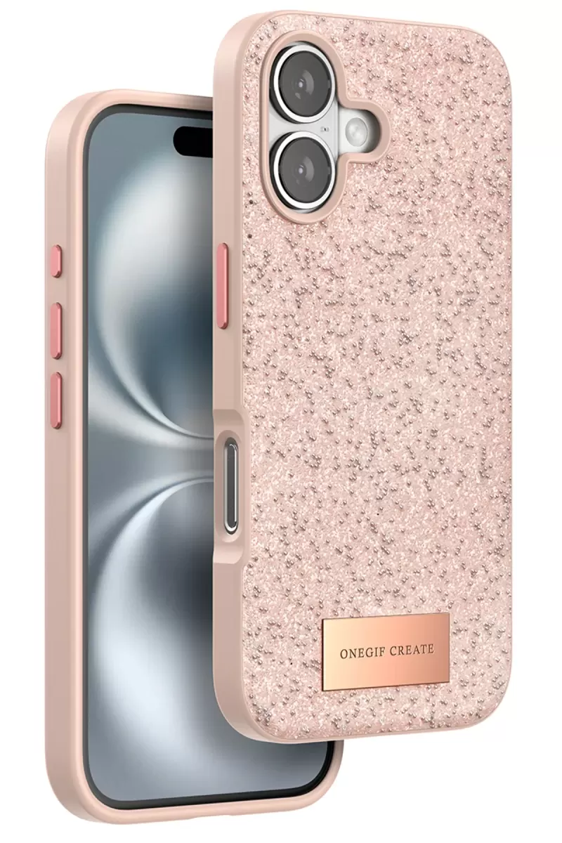 iPhone 16 Bright Simli Kapak - Pembe