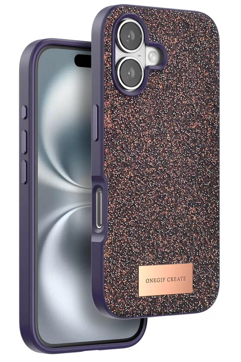 iPhone 16 Bright Simli Kapak - Derin Mor