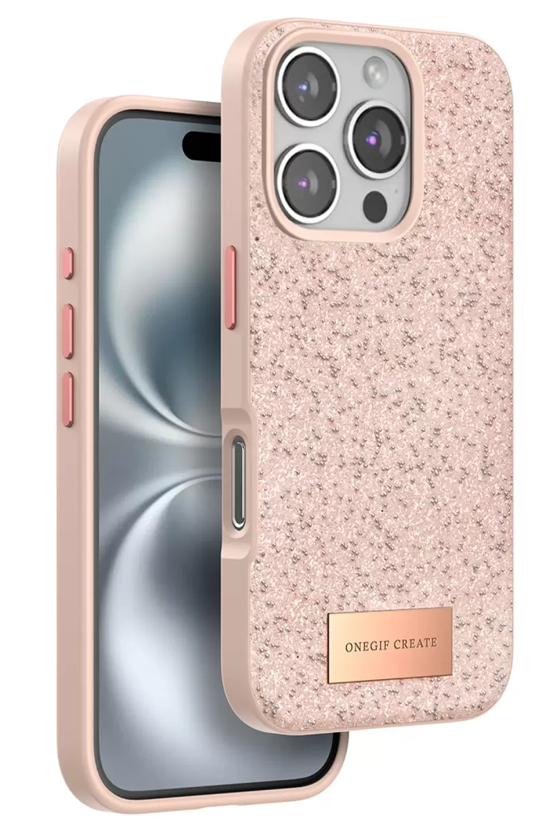 iPhone 16 Pro Max Bright Simli Kapak - Pembe