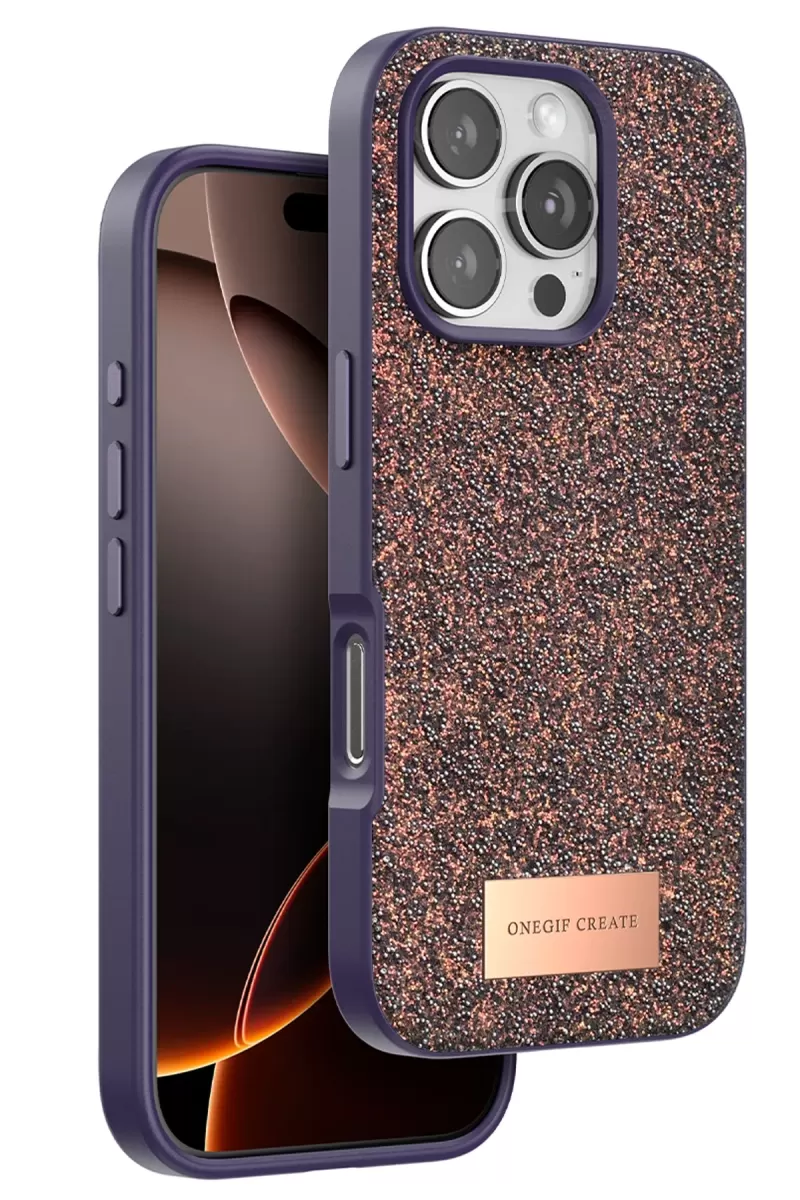 iPhone 16 Pro Max Bright Simli Kapak - Derin Mor