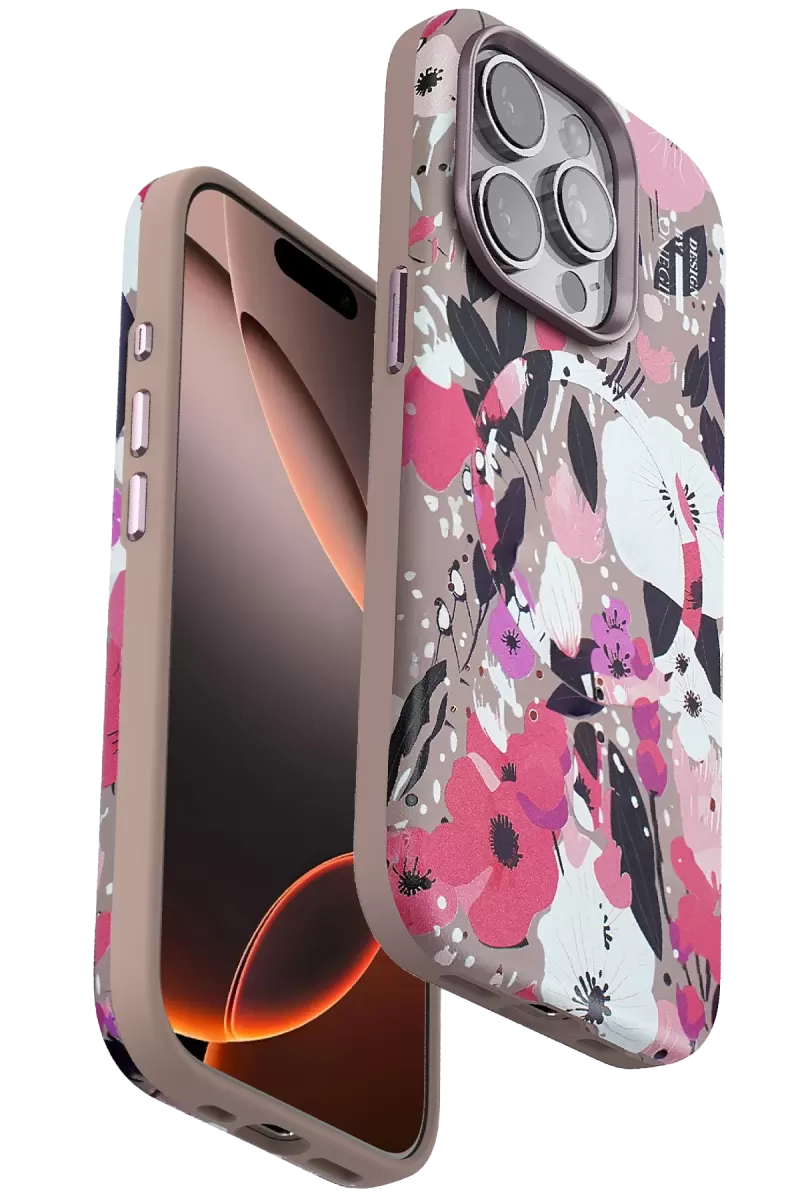 iPhone 15 Pro Flower Series Magsafe Kapak - Pembe