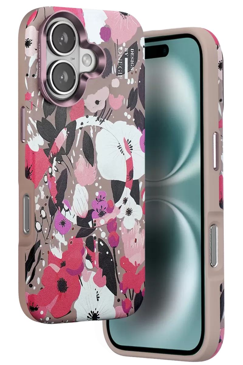 iPhone 16 Flower Series Magsafe Kapak - Pembe