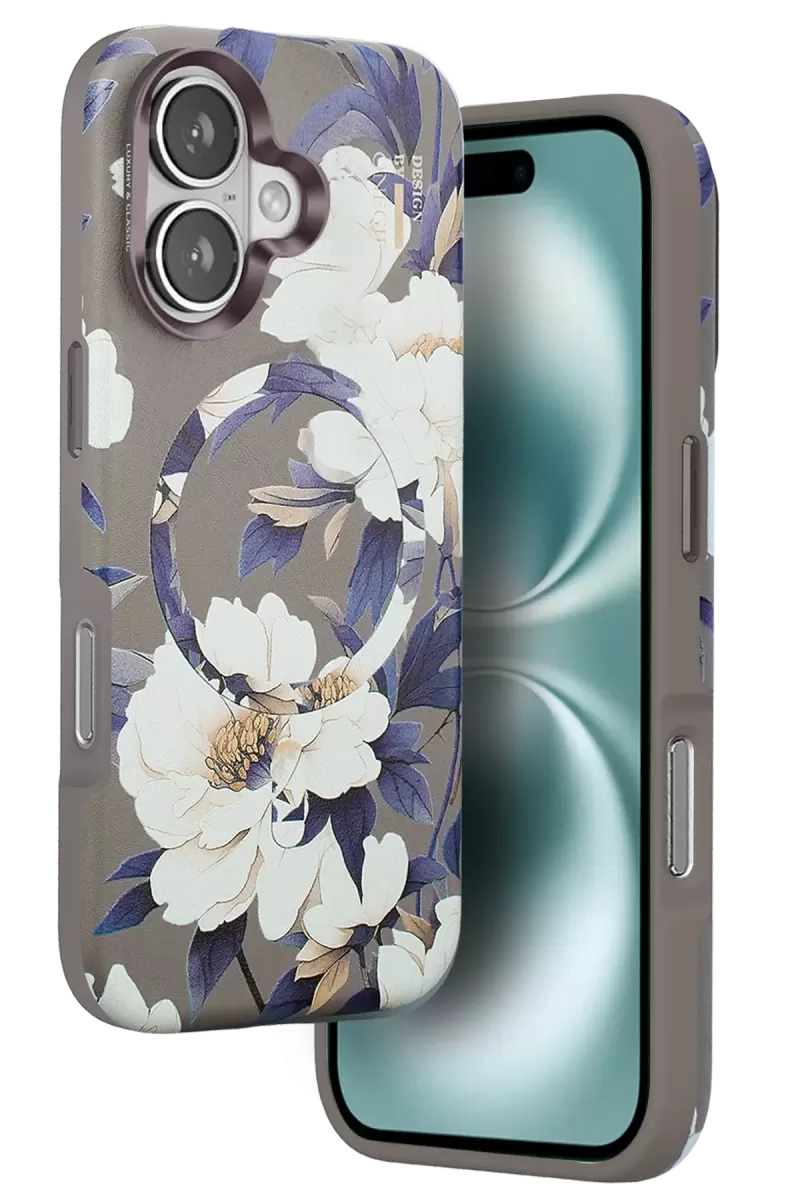 iPhone 16 Flower Series Magsafe Kapak - Gri