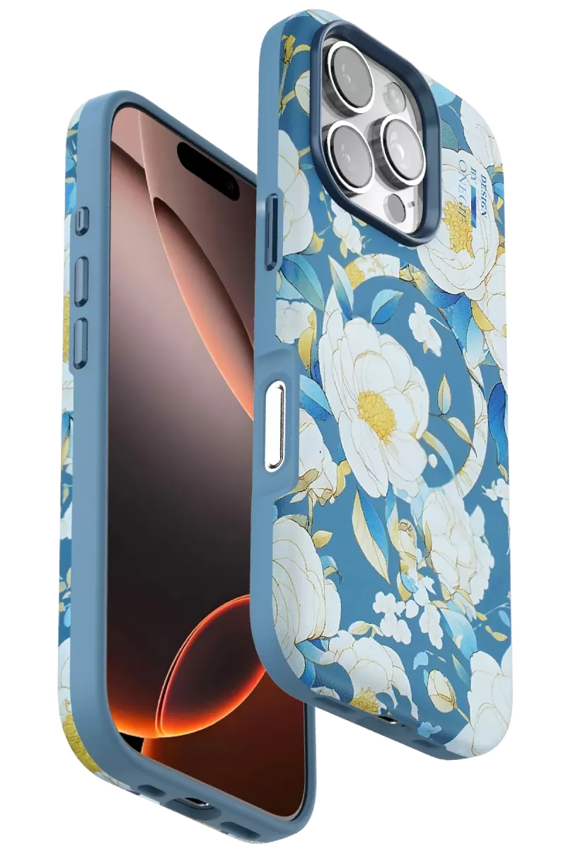 iPhone 16 Pro Flower Series Magsafe Kapak - Mavi