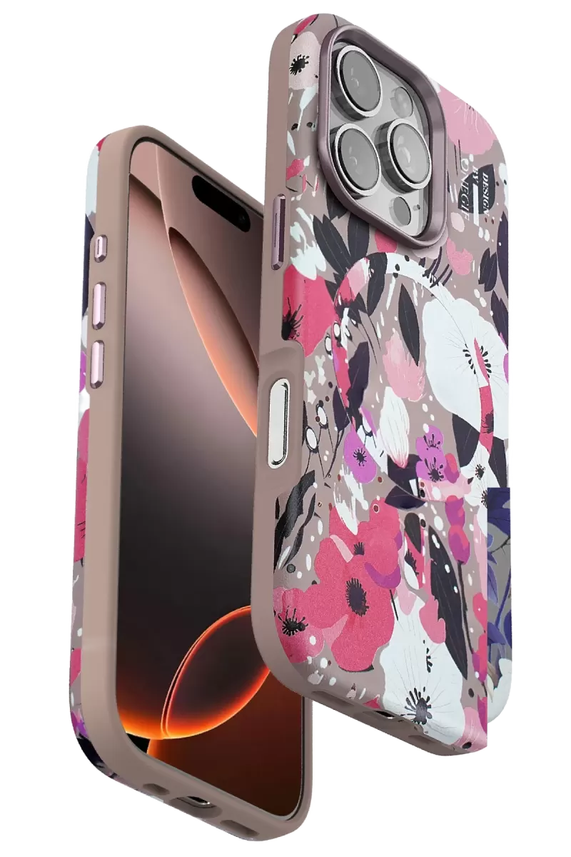 iPhone 16 Pro Flower Series Magsafe Kapak - Pembe