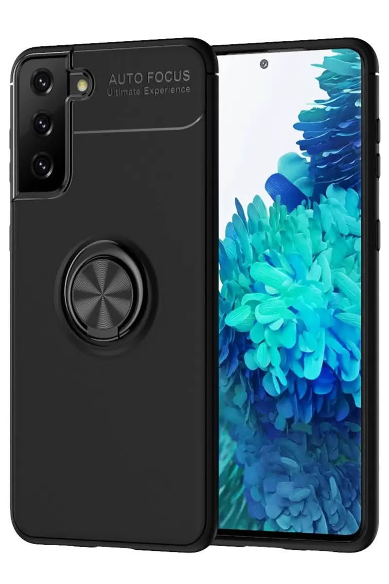 Galaxy S21 Plus Kılıf Range Yüzüklü Silikon - Siyah
