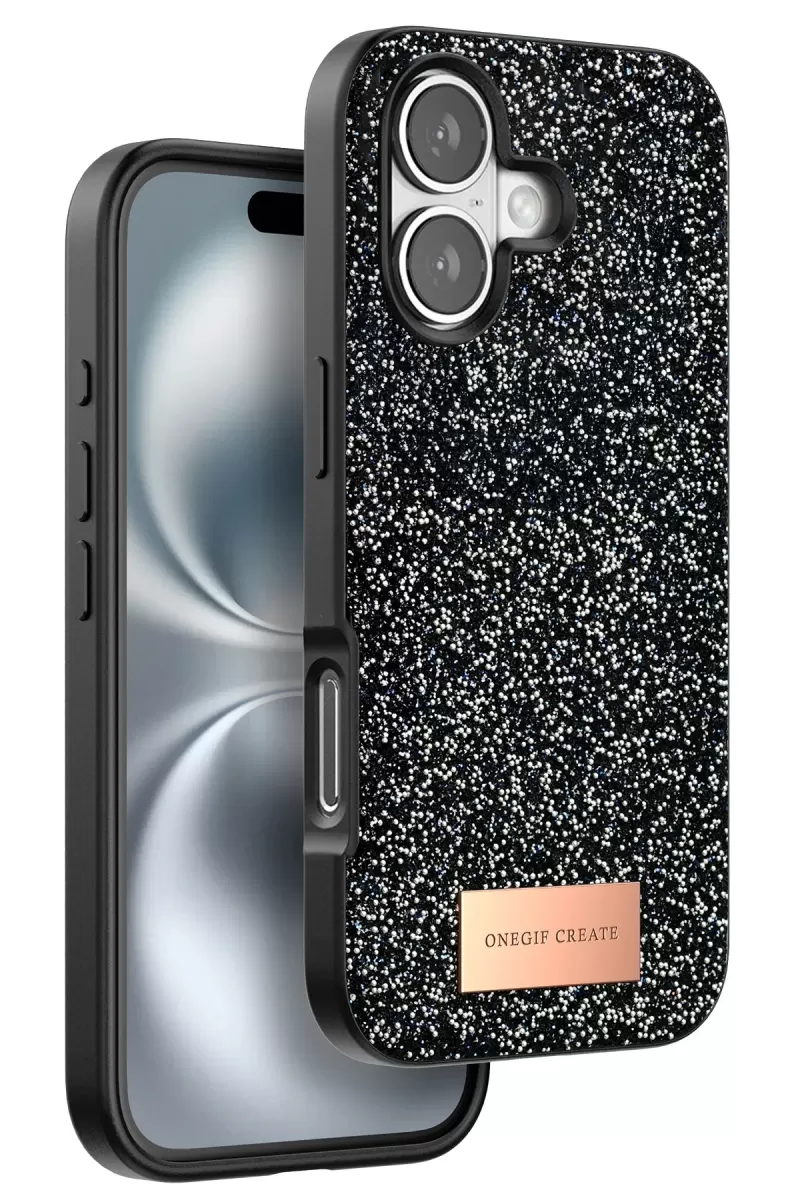 iPhone 16 Plus Bright Simli Kapak - Siyah
