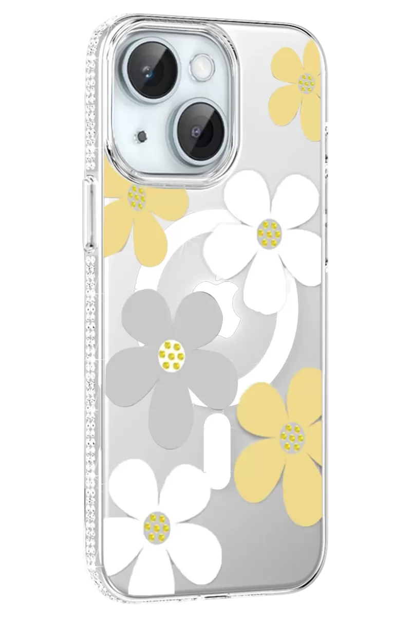 iPhone 15 Floral Magsafe Kapak - Sarı