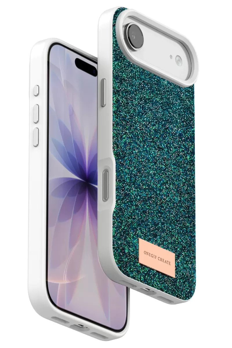 iPhone 17 Air Bright Simli Kapak - Koyu Yeşil