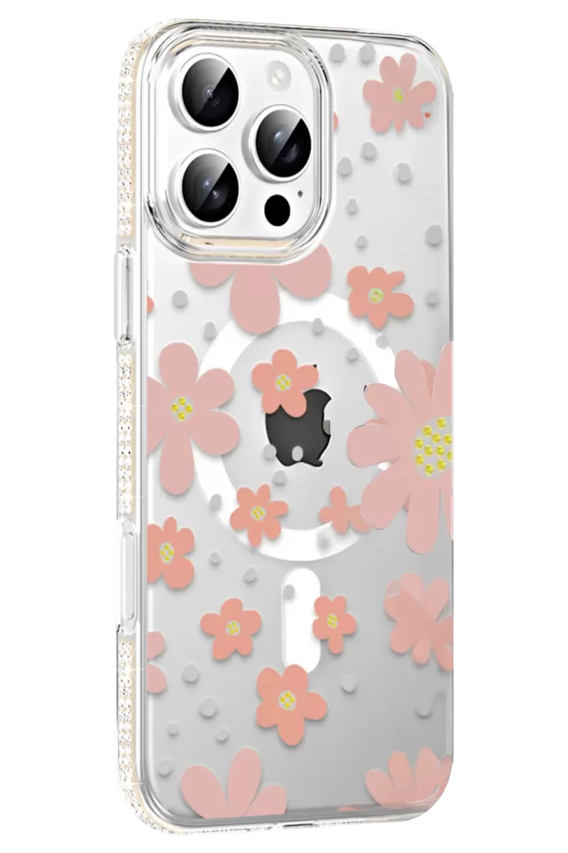 iPhone 16 Pro Max Floral Magsafe Kapak - Pembe