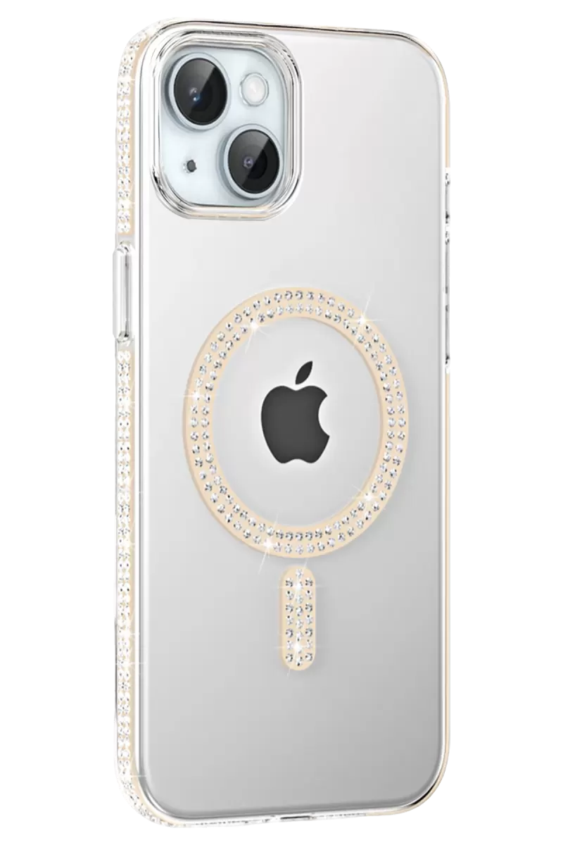 iPhone 14 Move Taşlı Magsafe Kapak - Pembe