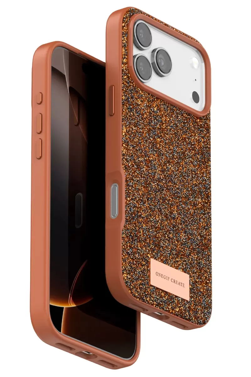 iPhone 17 Pro Bright Simli Kapak - Turuncu