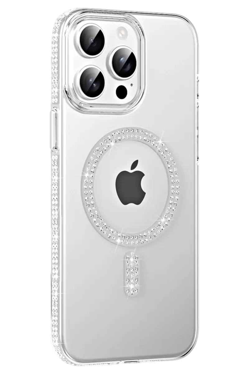 iPhone 14 Pro Max Move Taşlı Magsafe Kapak - Natural Grey