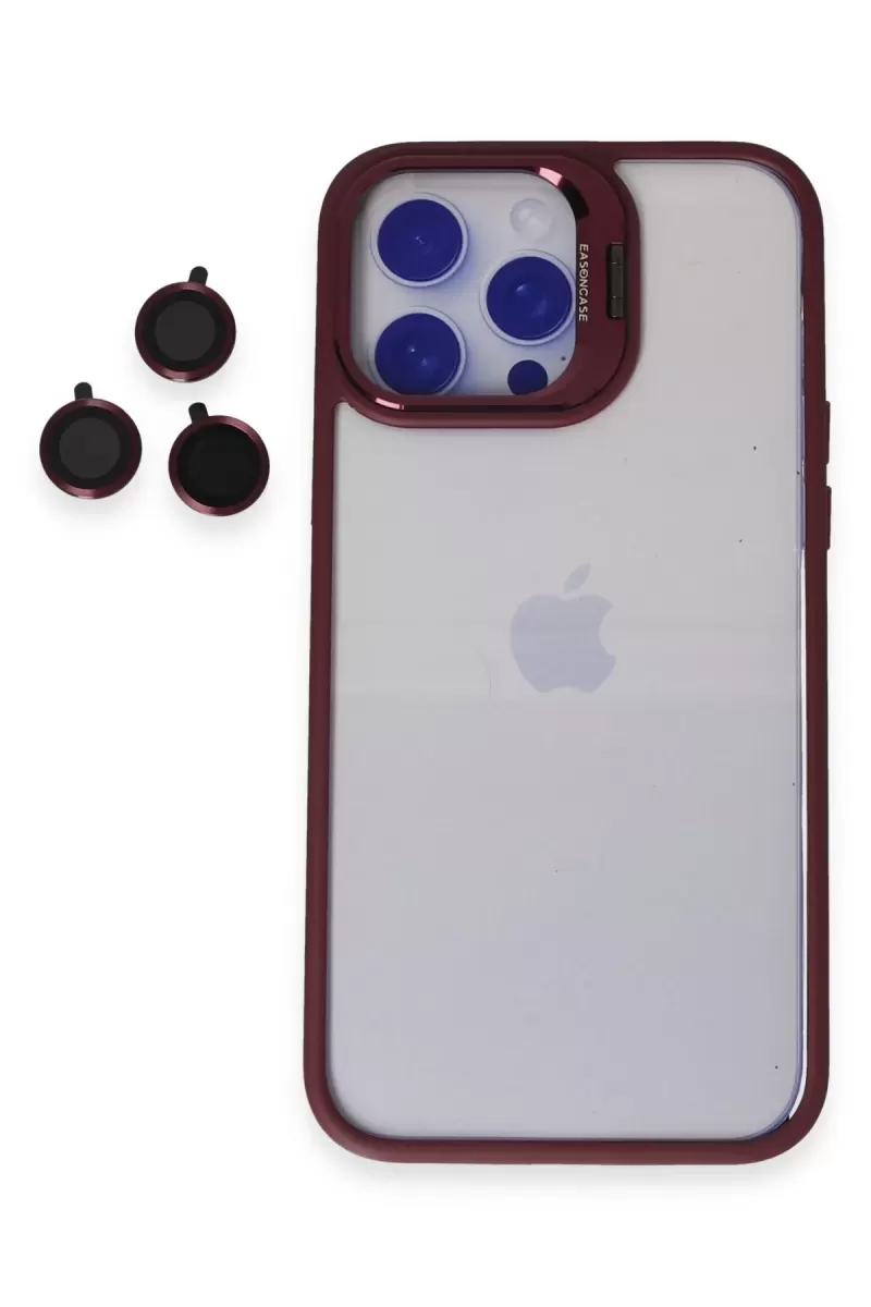 iPhone 14 Pro Kılıf Roblox Lens Standlı Kapak - Bordo