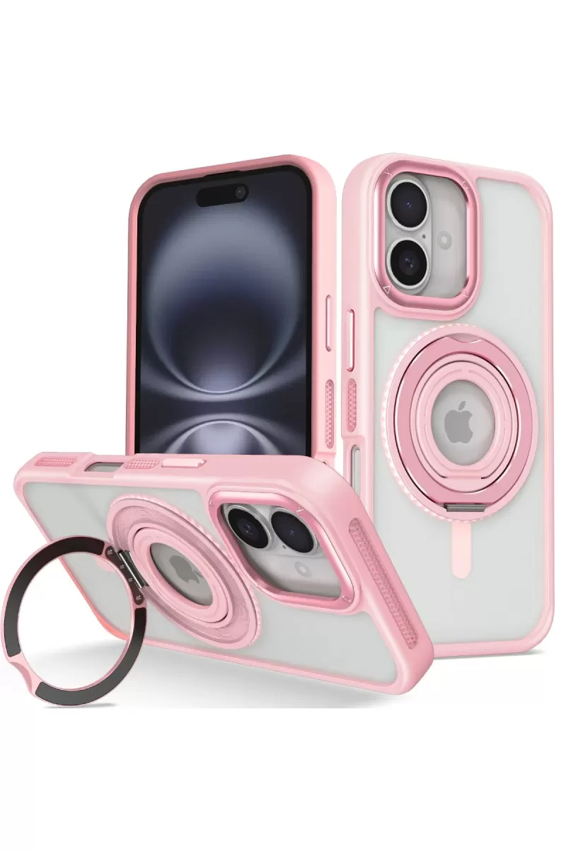 iPhone 16 Banza Magsafe Standlı Kapak - Pembe