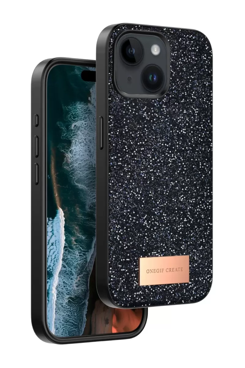 iPhone 14 Bright Simli Kapak - Siyah