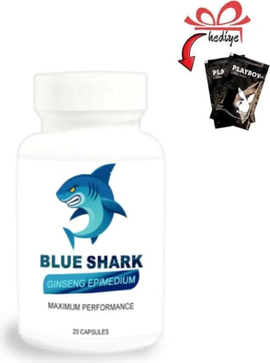 Blue Shark Ginsengli Epimedyumlu Erkeklere Için 20li x 1 Adet + Kayganlaştırıcıyla