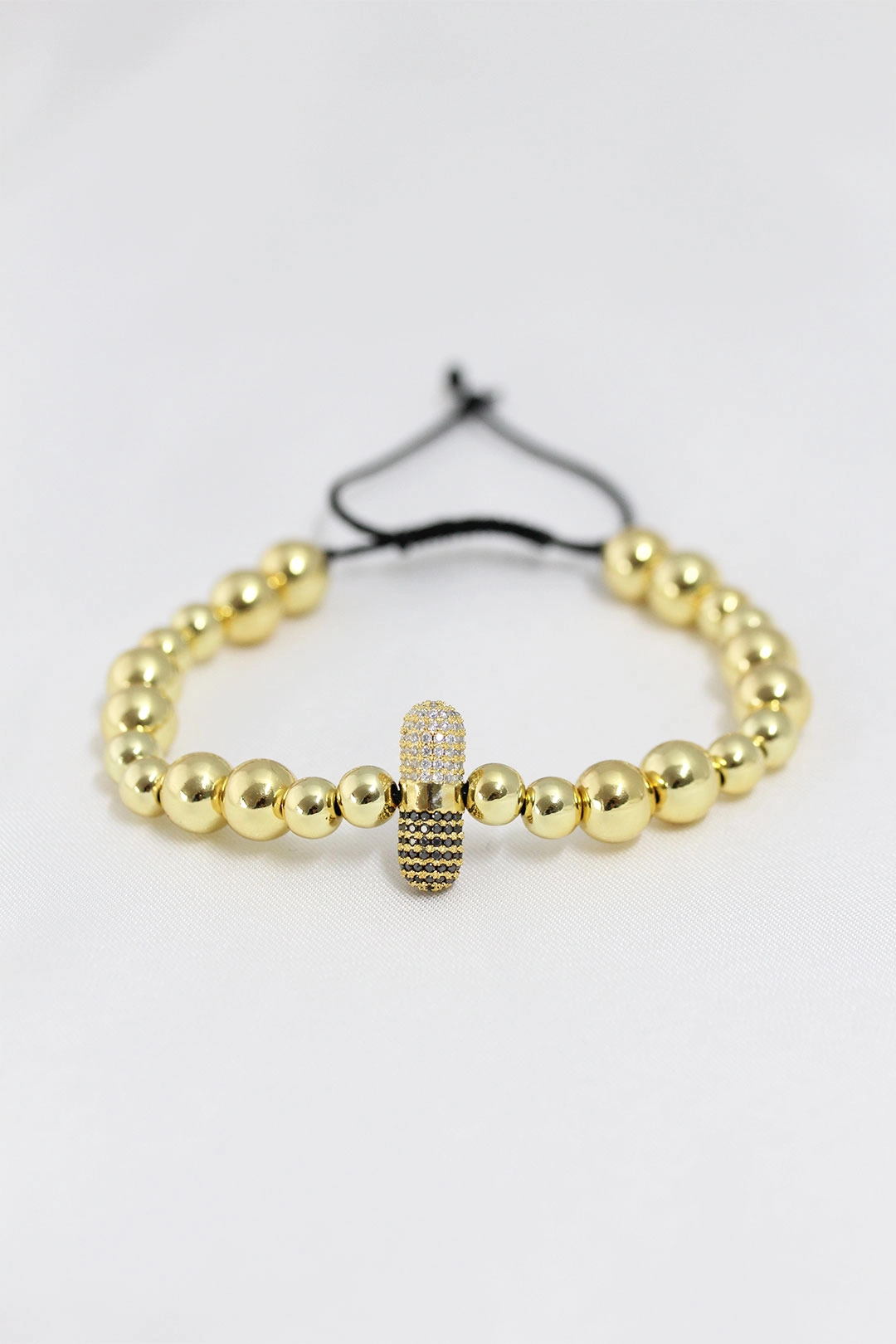 Gold Renk Çelik Zirkon Objeli Asansörlü Bileklik