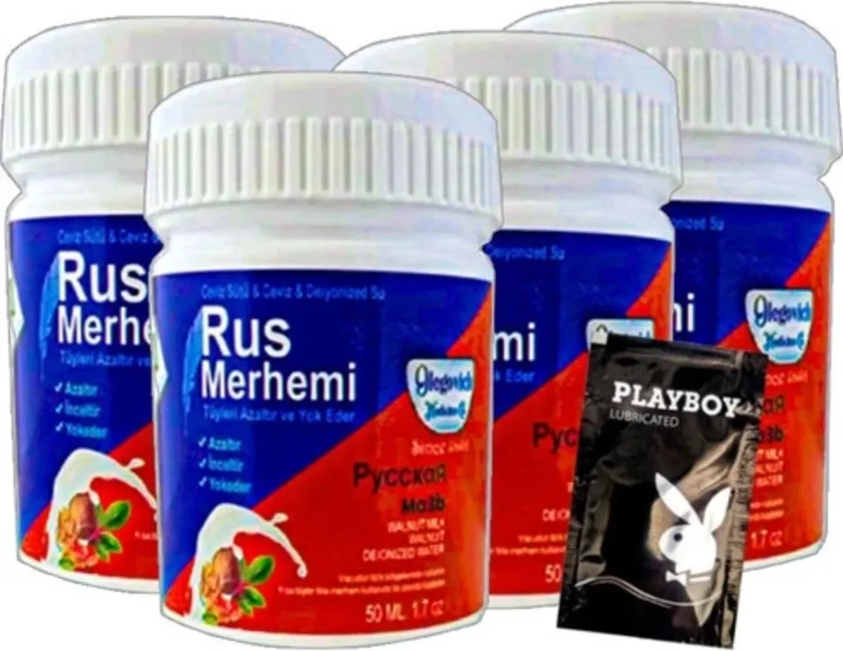 Süper Playboy Blue Rus Merhemi 4 Tane x 50 ml Tüy Dökücü Krem + 1 Armağan Jel