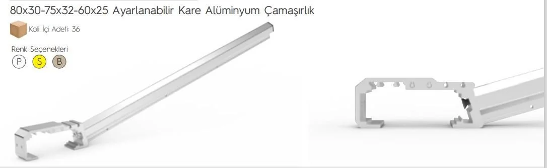 Ayarlı Balkon Çamaşır Askılığı 80X30/60X25