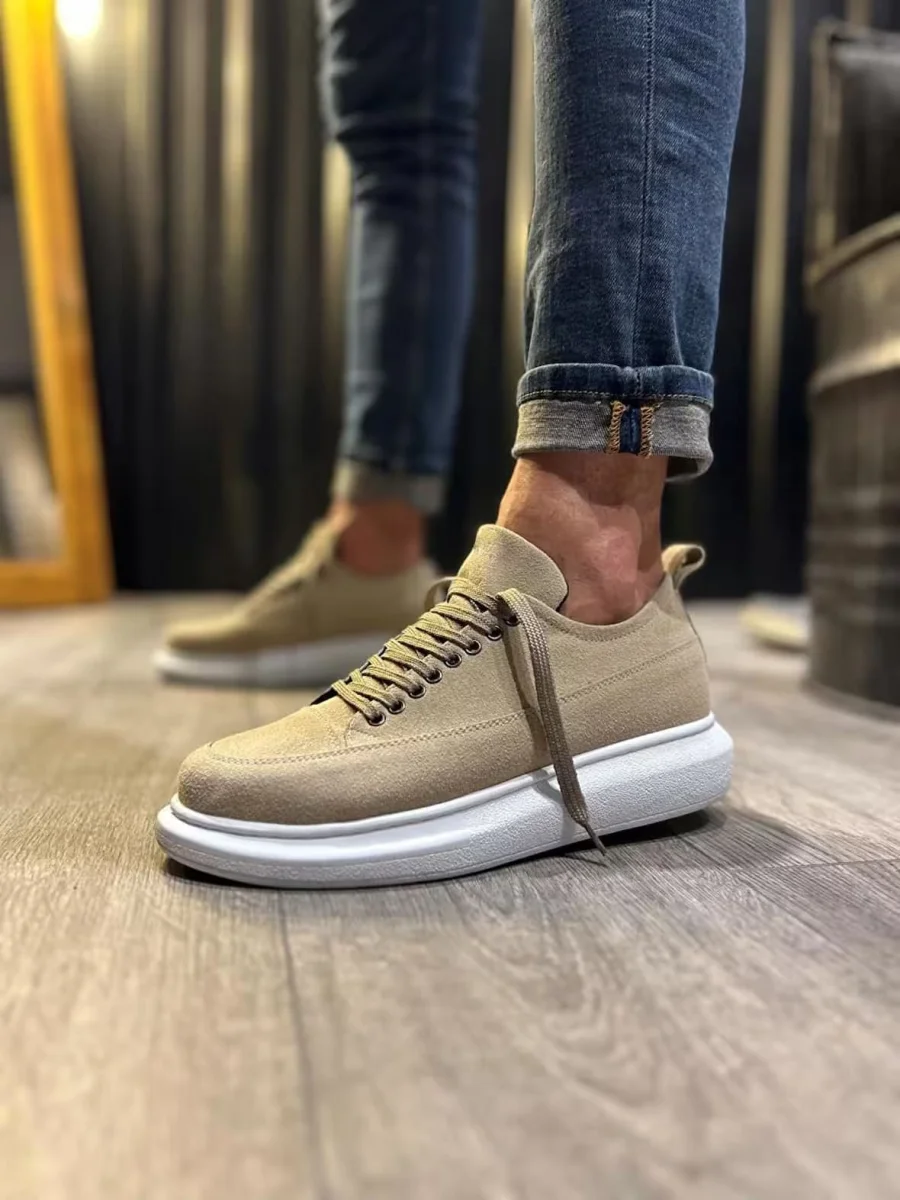 JY914 Drake Bağcıklı Süet Erkek Günlük Sneaker Ayakkabı SBT Krem