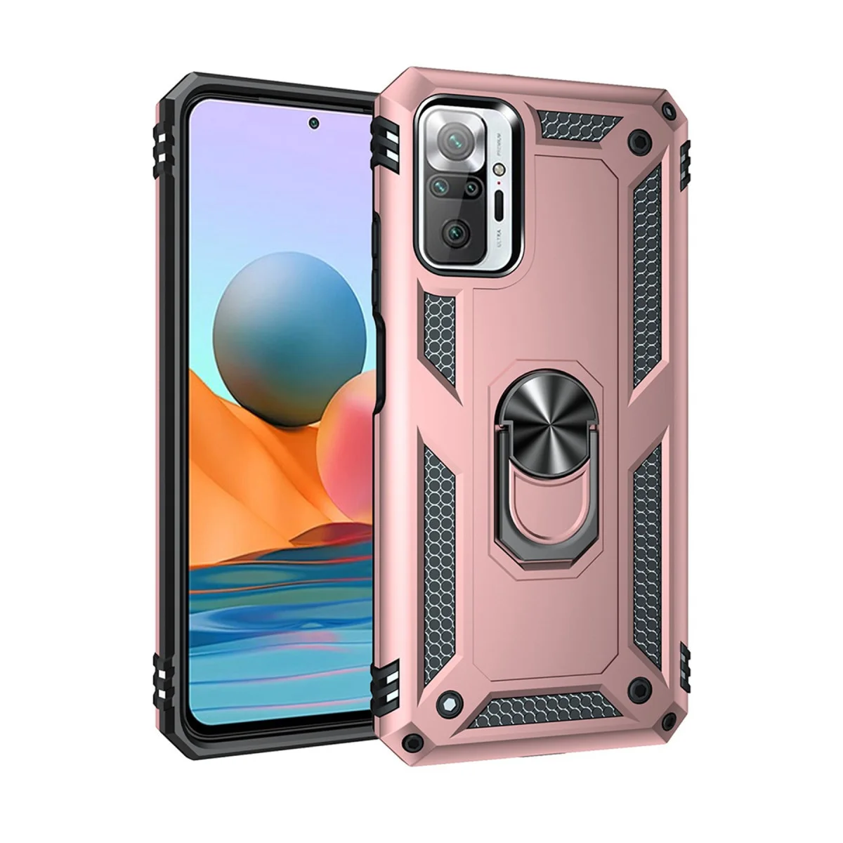 Redmi Note 10 Pro Kılıf Sofya Yüzüklü Silikon Kapak - Rose