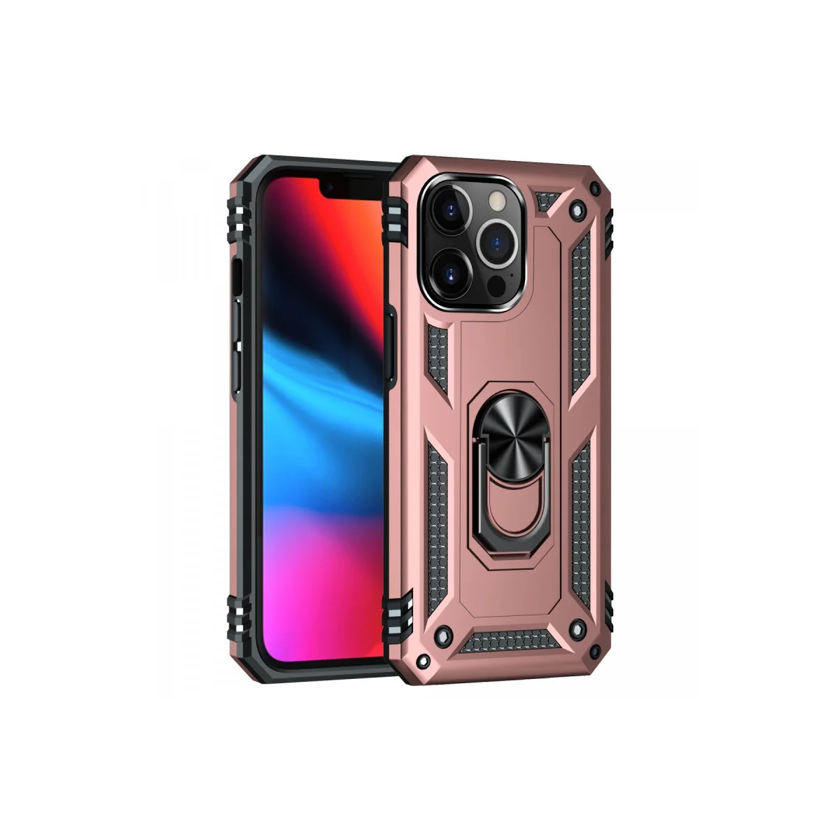 iPhone 13 Pro Kılıf Sofya Yüzüklü Silikon Kapak - Rose