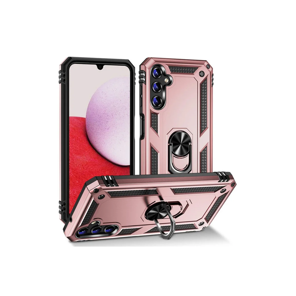 Galaxy A04S Kılıf Sofya Yüzüklü Silikon Kapak - Rose
