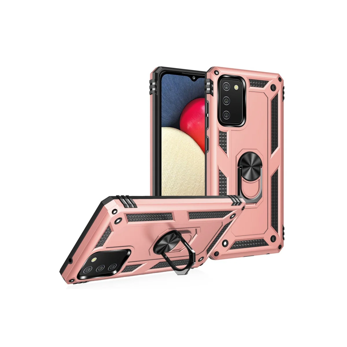 Galaxy A03S Kılıf Sofya Yüzüklü Silikon Kapak - Rose