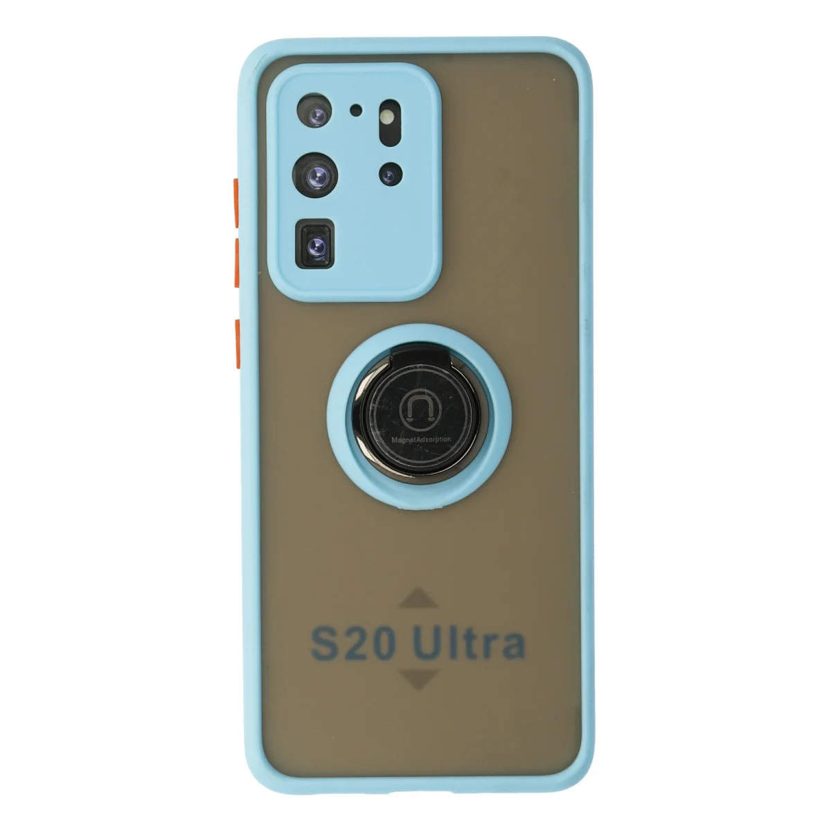 Galaxy S20 Ultra Kılıf Montreal Yüzüklü Silikon Kapak - Buz Mavi