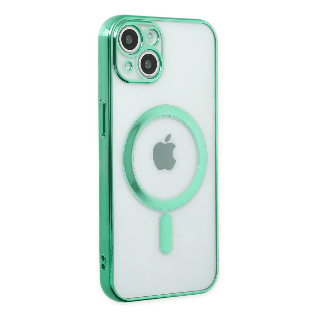 iPhone 14 Plus Kılıf Magneticsafe Lazer Silikon - Haki Yeşil
