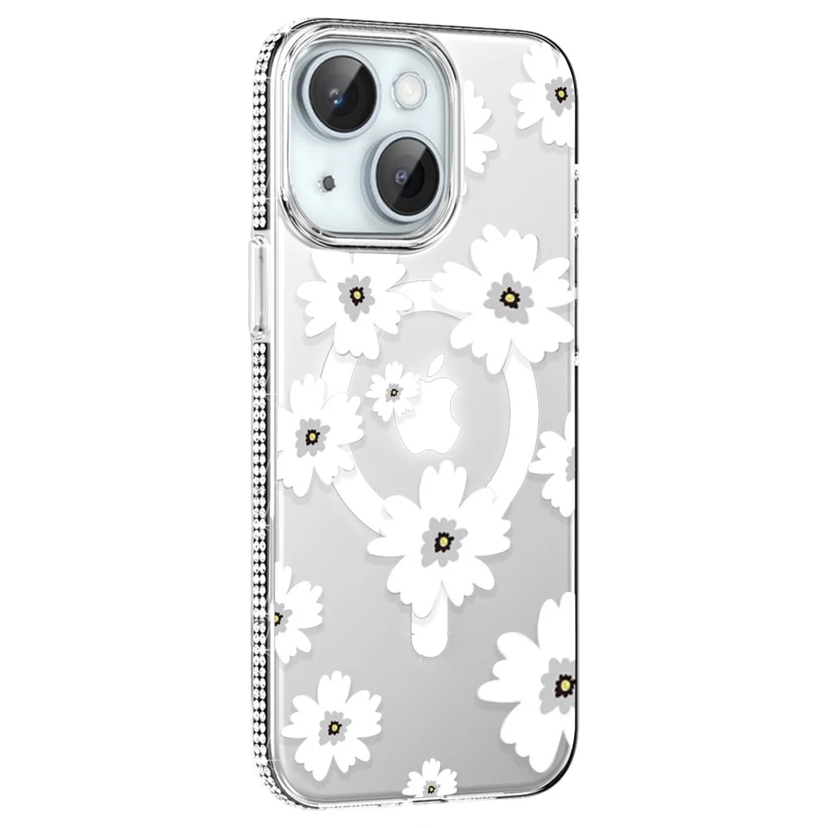 iPhone 14 Floral Magsafe Kapak - Beyaz
