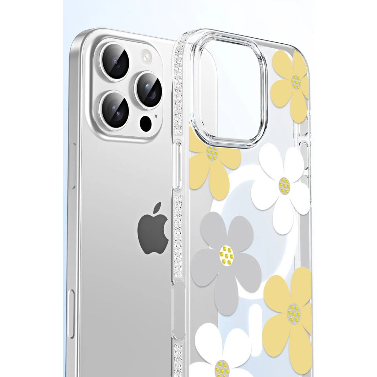 iPhone 16 Floral Magsafe Kapak - Beyaz