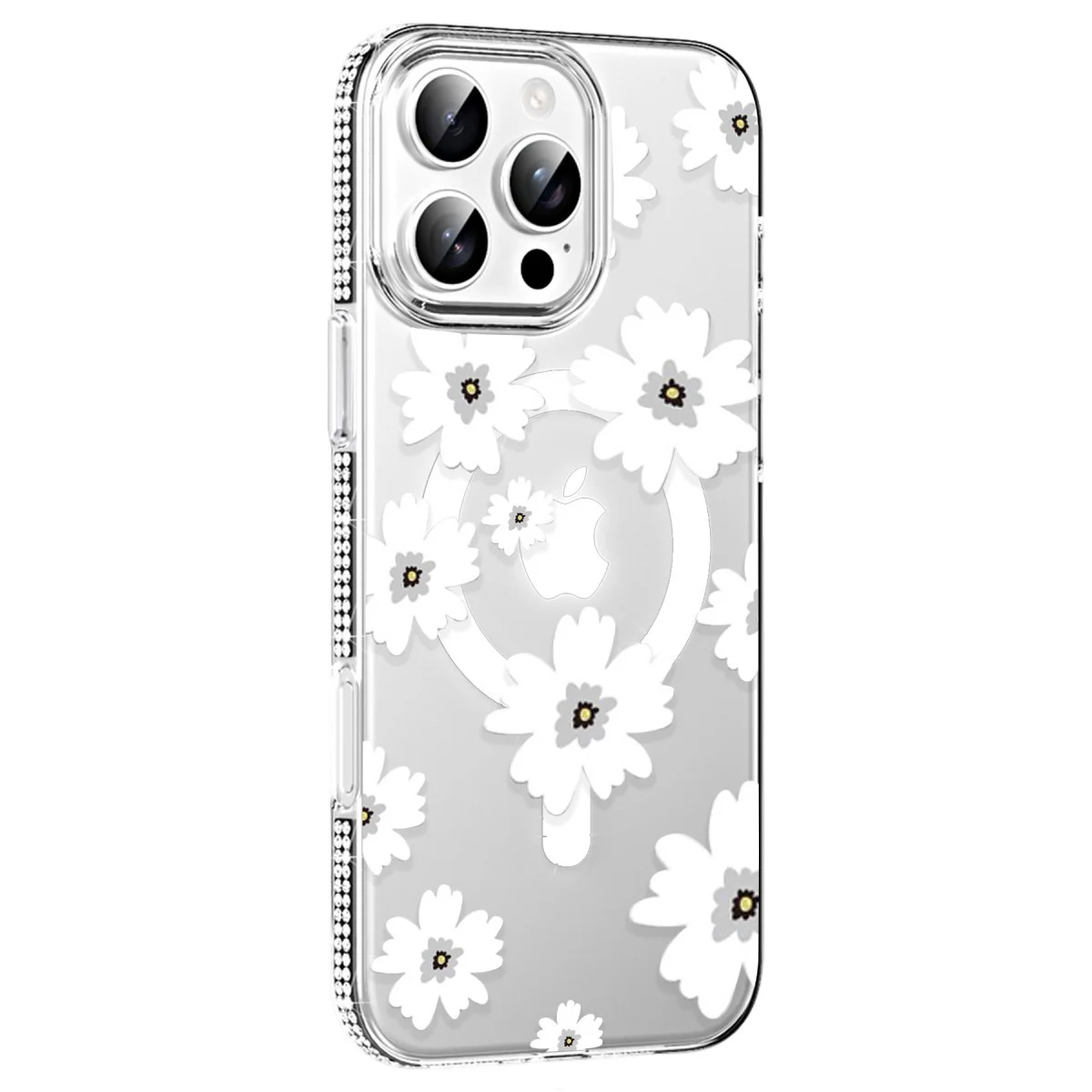 iPhone 16 Pro Floral Magsafe Kapak - Beyaz