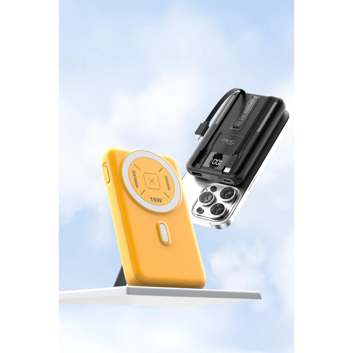 J39 10.000 mAh 20W PD Dahili Kablolu Magsafe Powerbank - Siyah