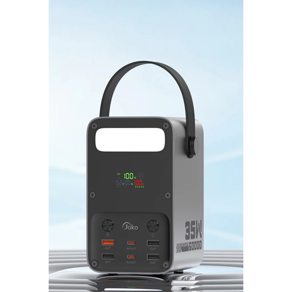 J51 60.000 mAh Dijital Sarj Göstergeli Led Işıklı 35W PD Powerbank - Gümüş