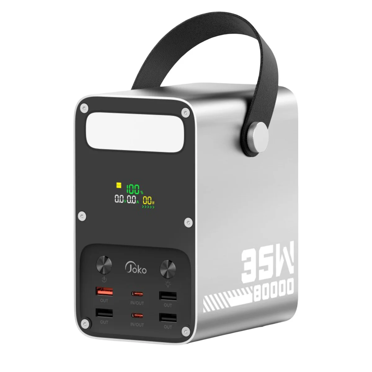 J52 80.000 mAh Dijital Şarj Göstergeli Led Işıklı 35W PD Powerbank - Gümüş