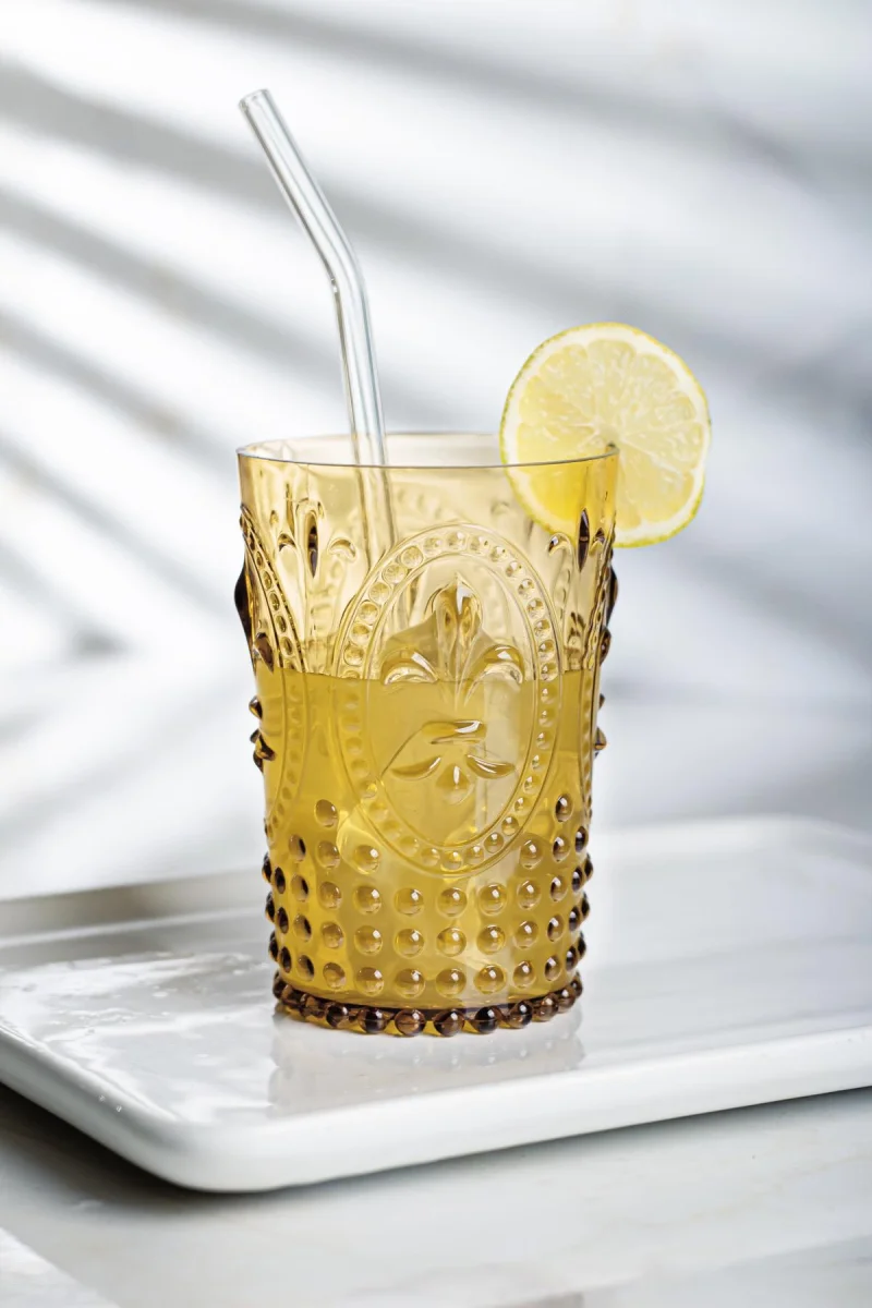 Akrilik Amber 6'lı Kısa Bardak & Su Meşrubat Kahve Yanı Bardağı 400 ml ( Cam Değildir )
