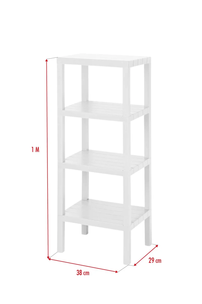 4 Katlı Beyaz Raf Kitaplık & Banyo Düzenleyicisi 100 cm